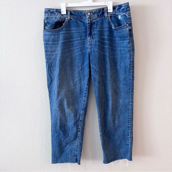Talbots Everyday Relaxed Jeans Womens Size 14 Blue Denim Raw Hem - Picture 1 of 8